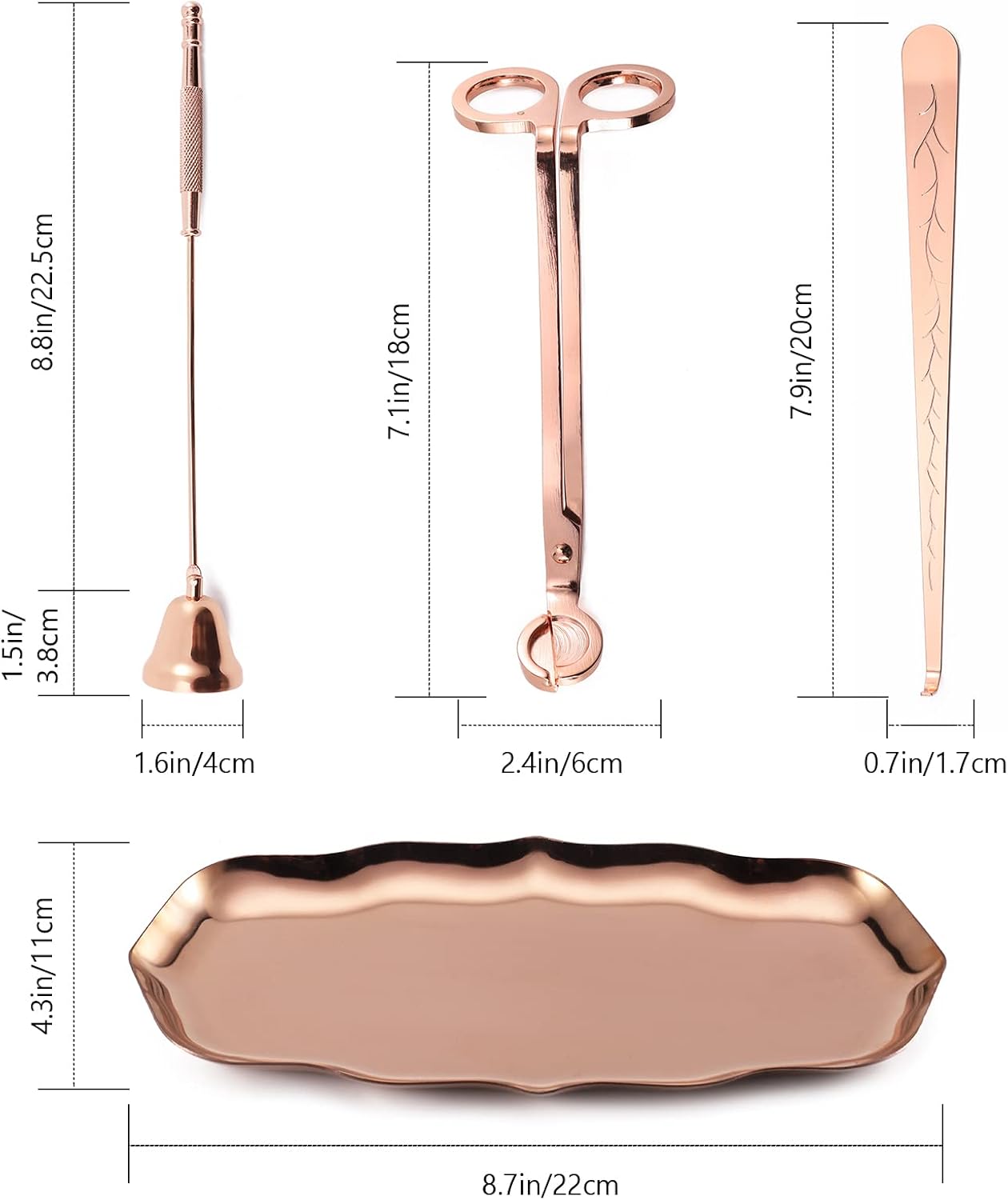 4 in 1 Candle Snuffer Set - Rose Gold 1