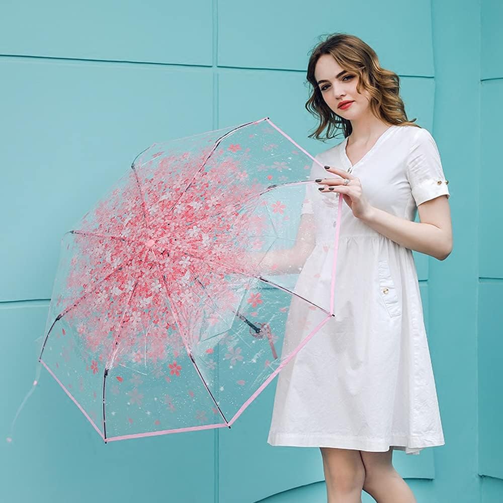 JOBEDE Three Fold Transparent Sakura Umbrella