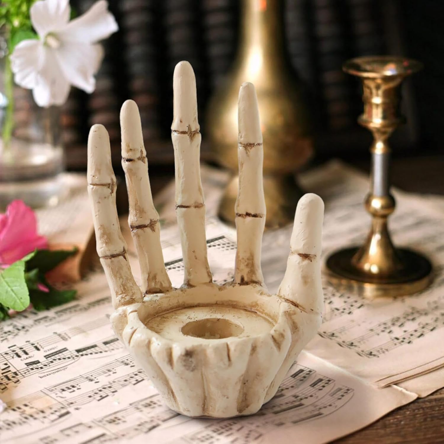 Halloween Skeleton Hand Candle Holder Resin Decor