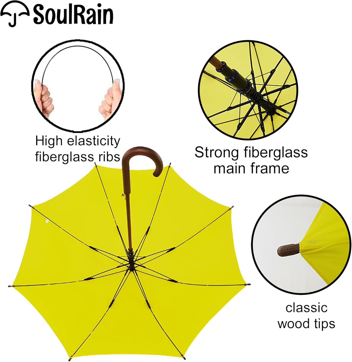 SoulRain 48 Arc Classic Wood Handle Umbrella