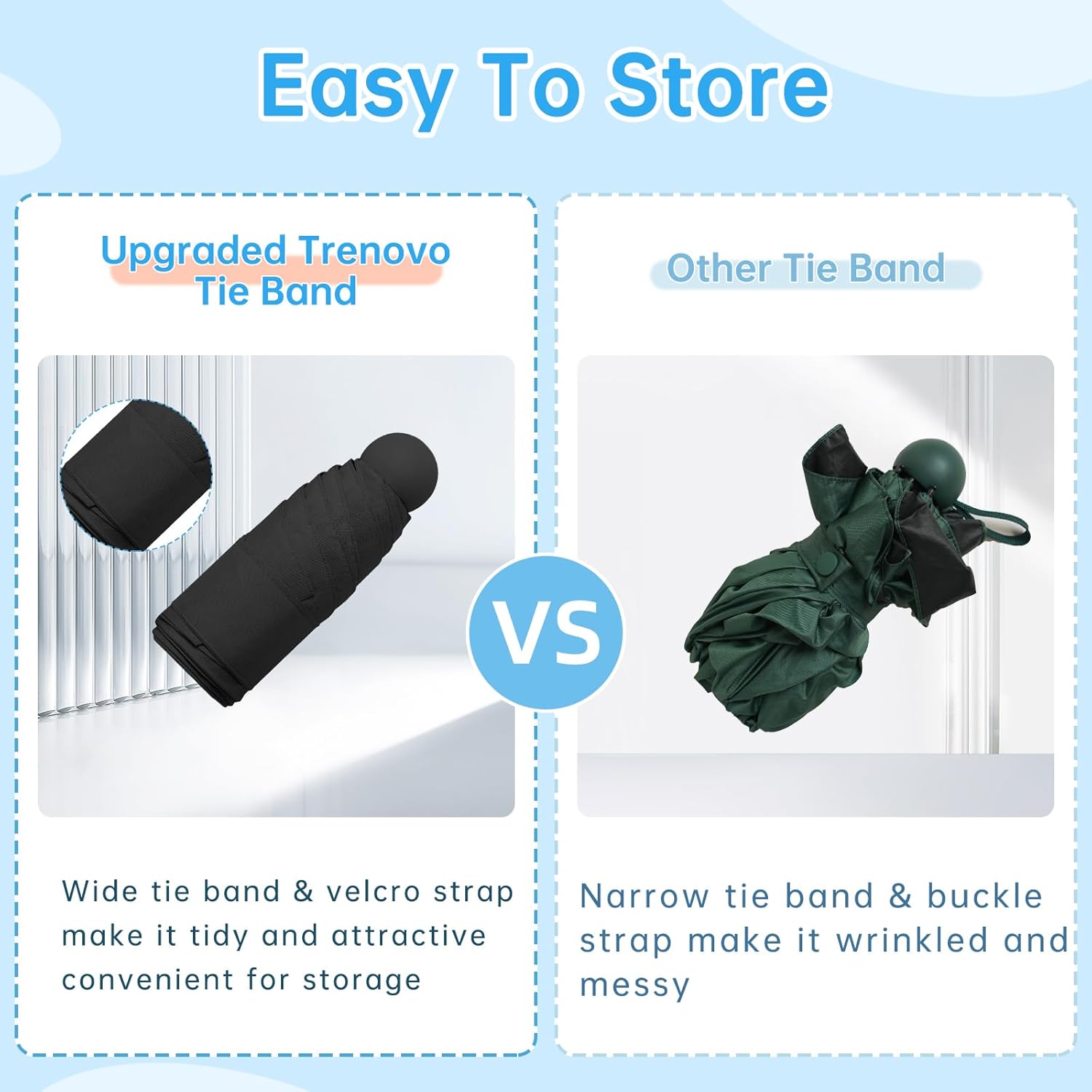 Trenovo Compact Travel Umbrella - UV Protection Lightweight Portable