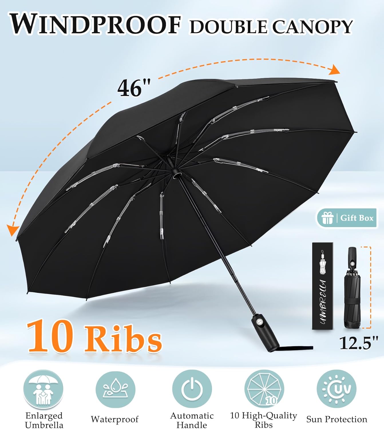Bachdomc Inverted Windproof Umbrella for Travel and Weather Protection