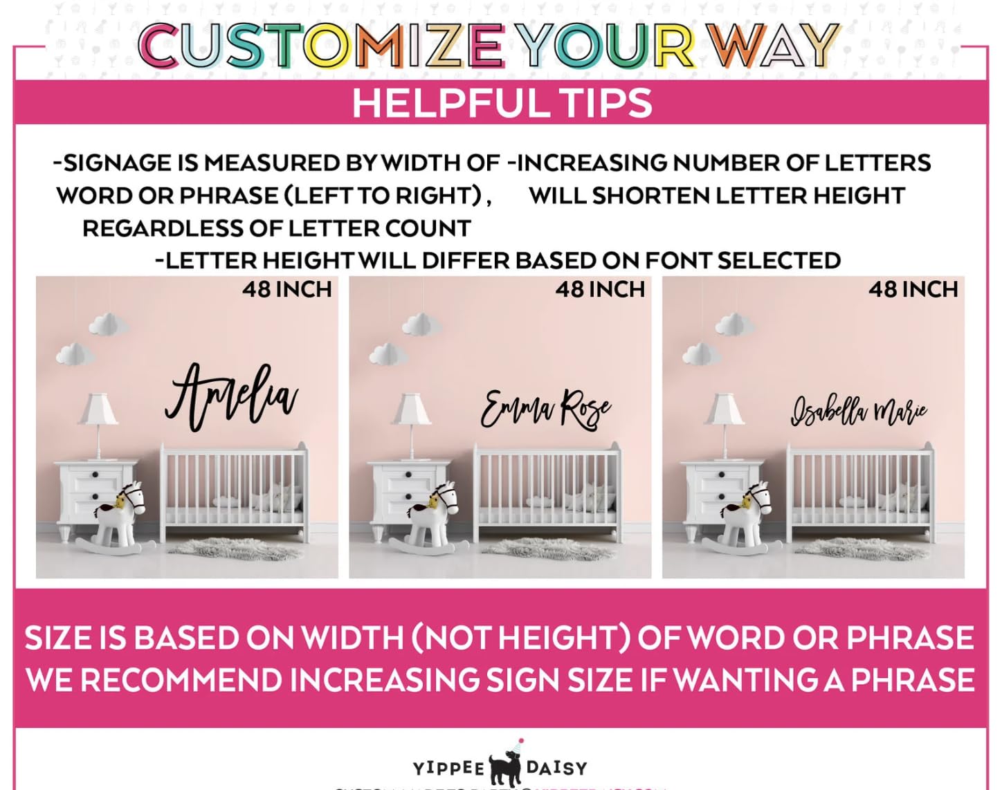 Yippee Daisy Custom Baby Name Sign - Modern Font