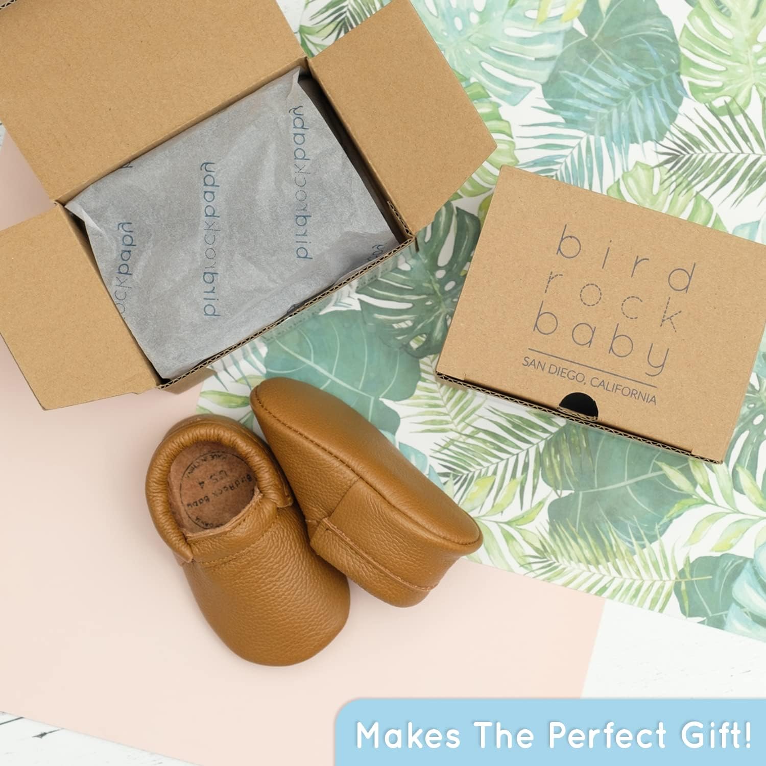 BirdRock Baby Fringeless Moccasin Shoes for Newborns and Toddlers
