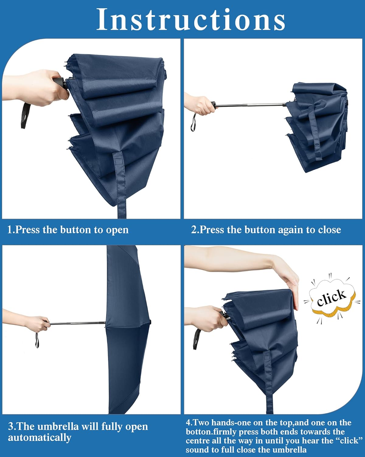 Yahenda 4 Pack Windproof Folding Travel Umbrellas