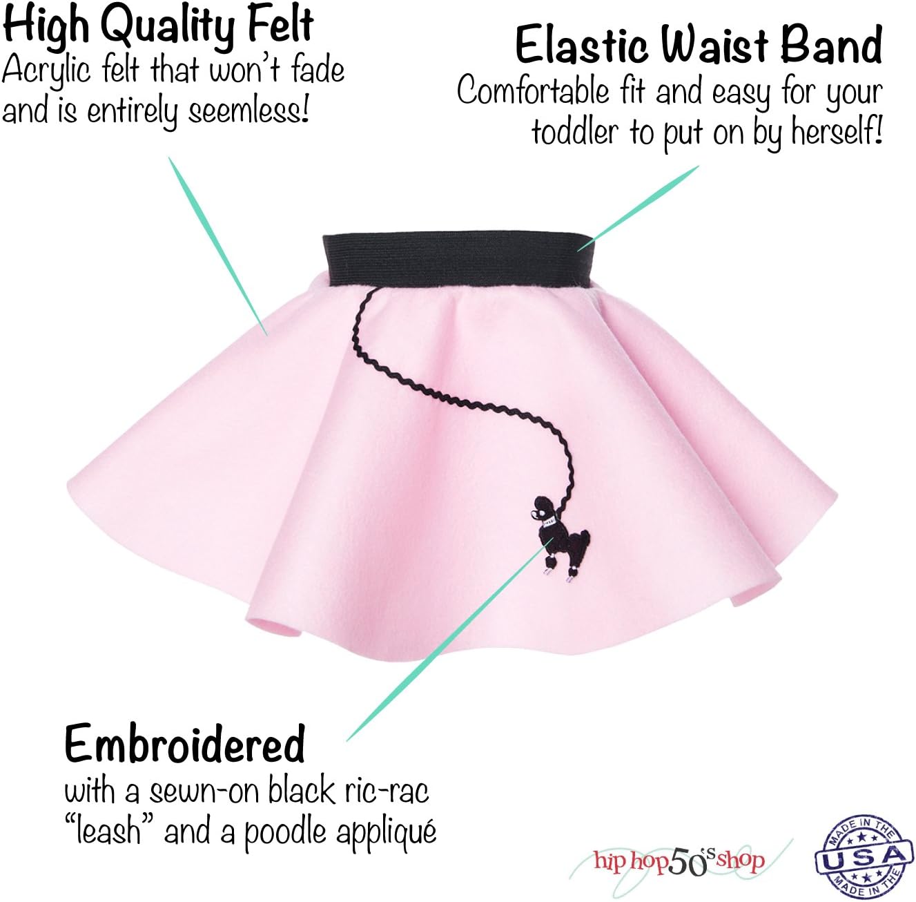 1950s Toddler Poodle Skirt 3-Piece Costume Set