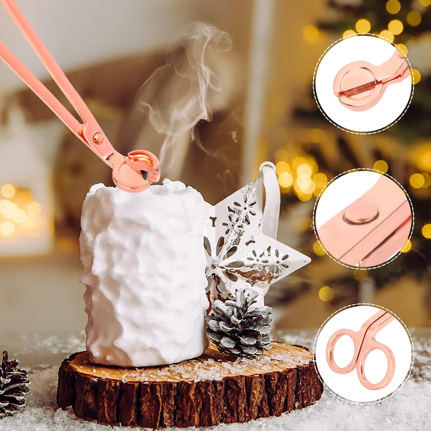 3PCS Rose Gold Candle Snuffer and Trimmer Set