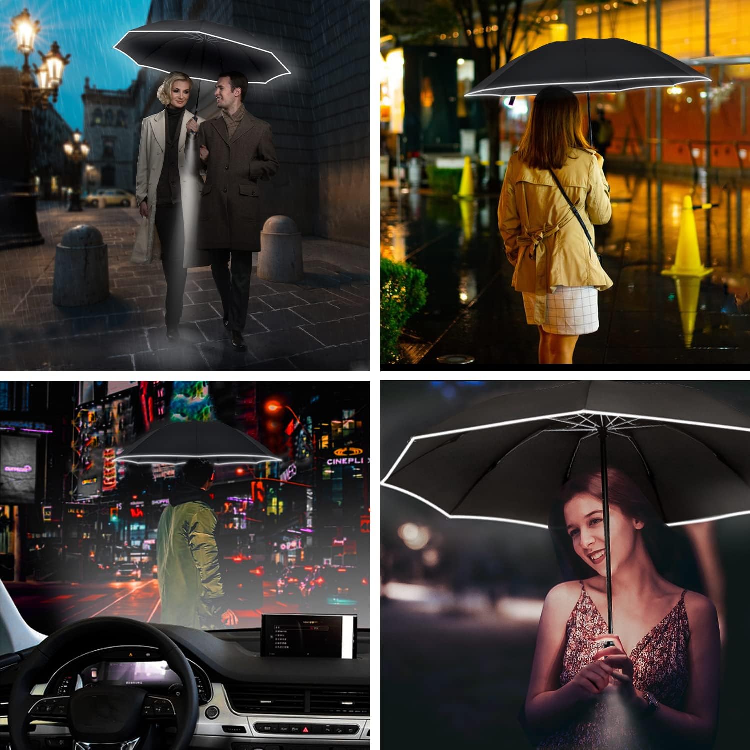 Lejorain Inverted Folding LED Umbrella - Auto Open Close