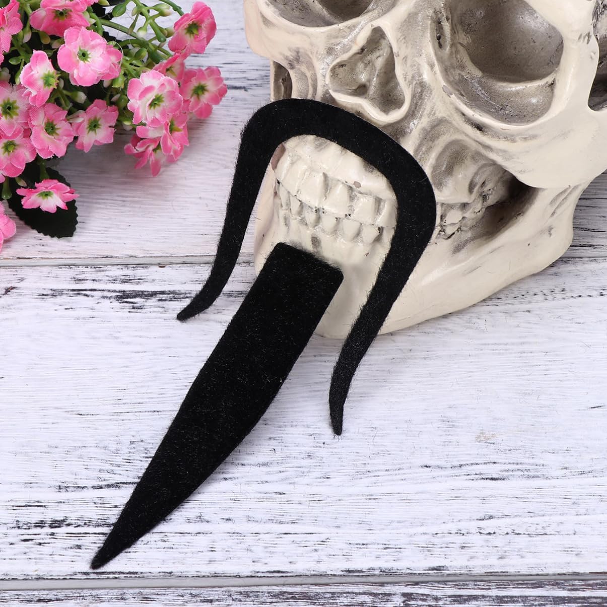Healvian 2Pcs Black Fake Mustache and Beard for Halloween Costume