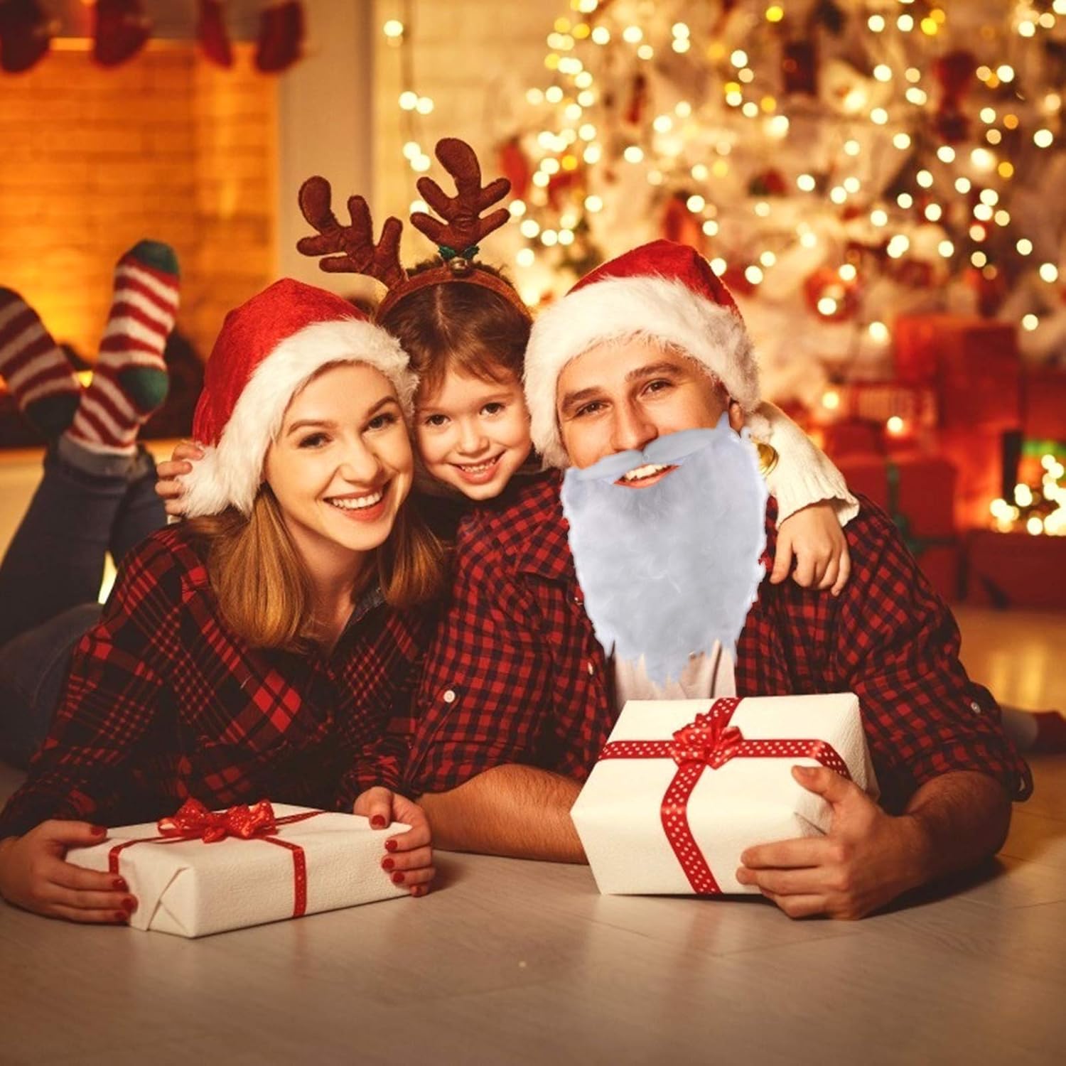 Uonlytech 4pcs Santa Beard Christmas Costume Wig 1