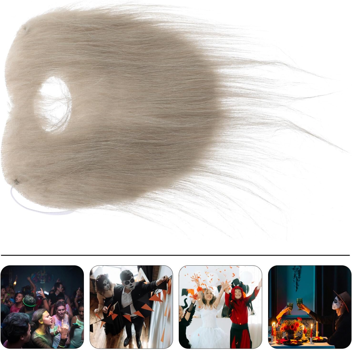 Alipis Grey Fake Beard and Mustache Set for Costume Parties