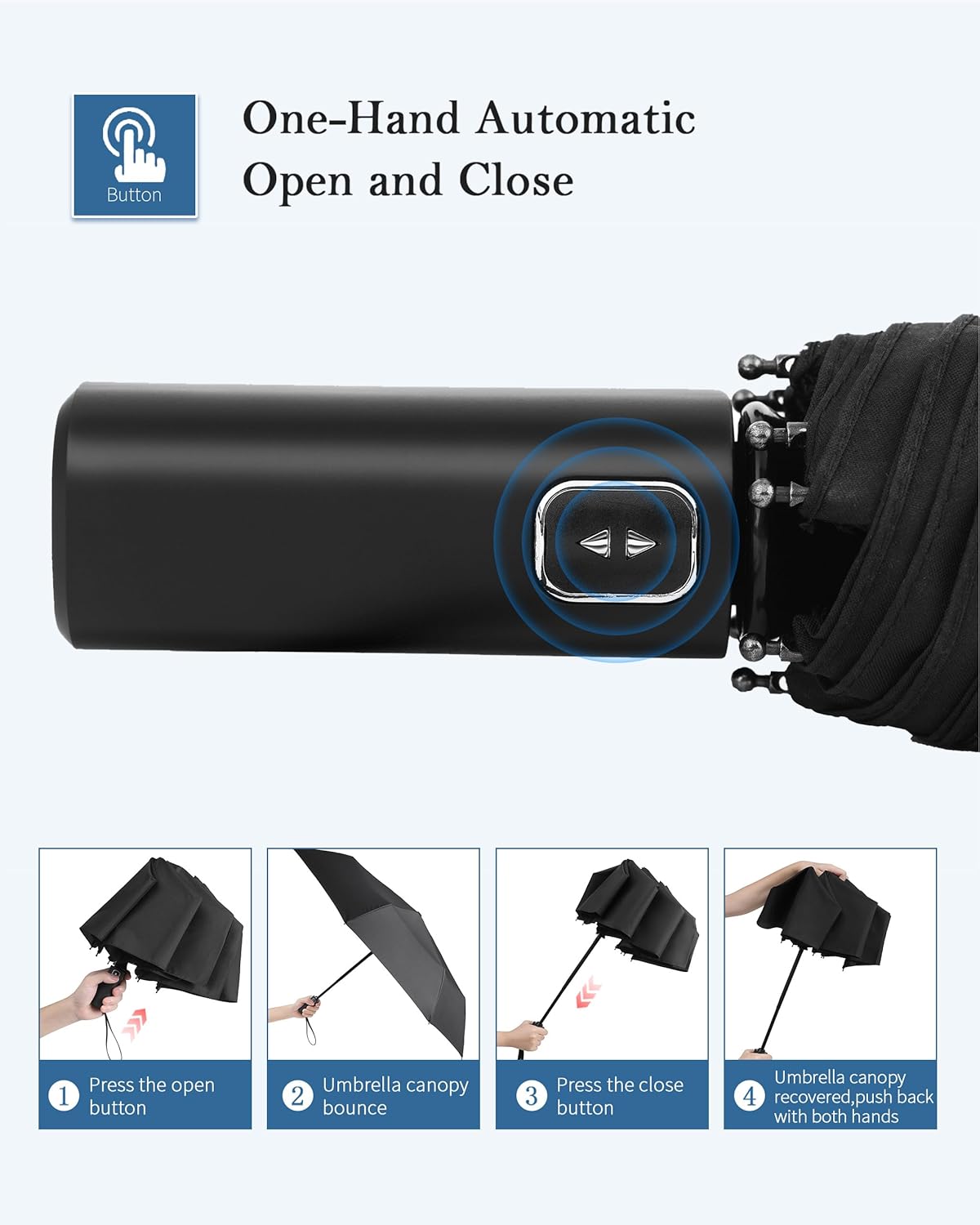 POKIXY Automatic Travel Umbrella - Compact Windproof UV Protection