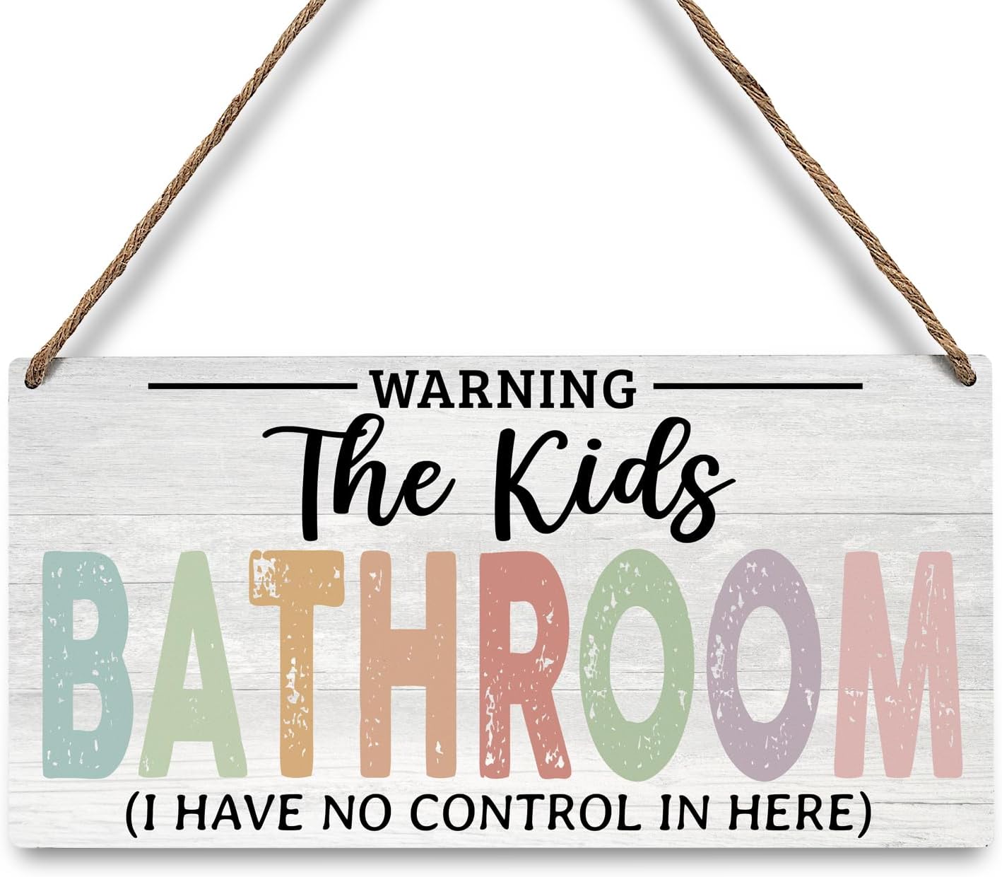 JXREQ Wooden Bathroom Signs 12x6 Inch for Kids