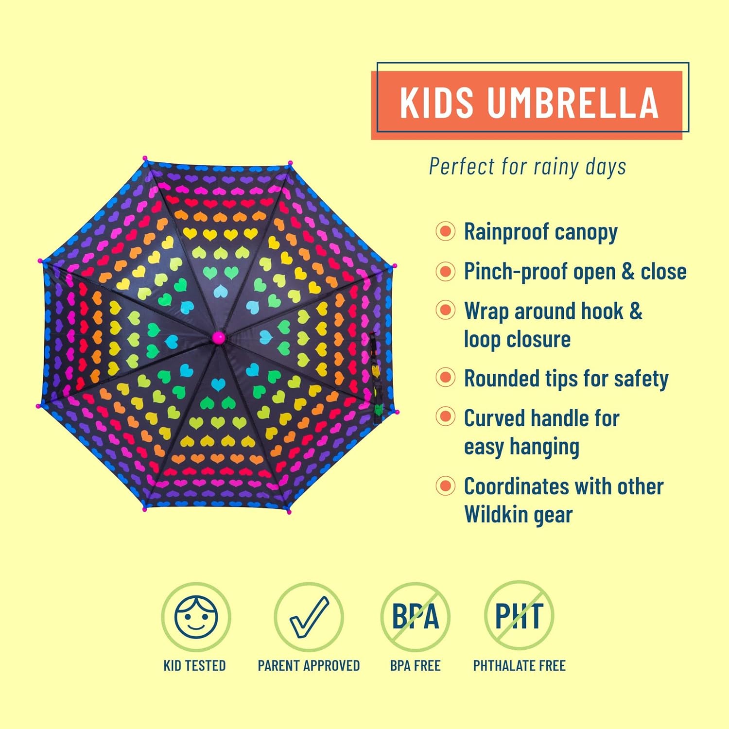 Wildkin Kids Umbrella with Rainbow Patterns