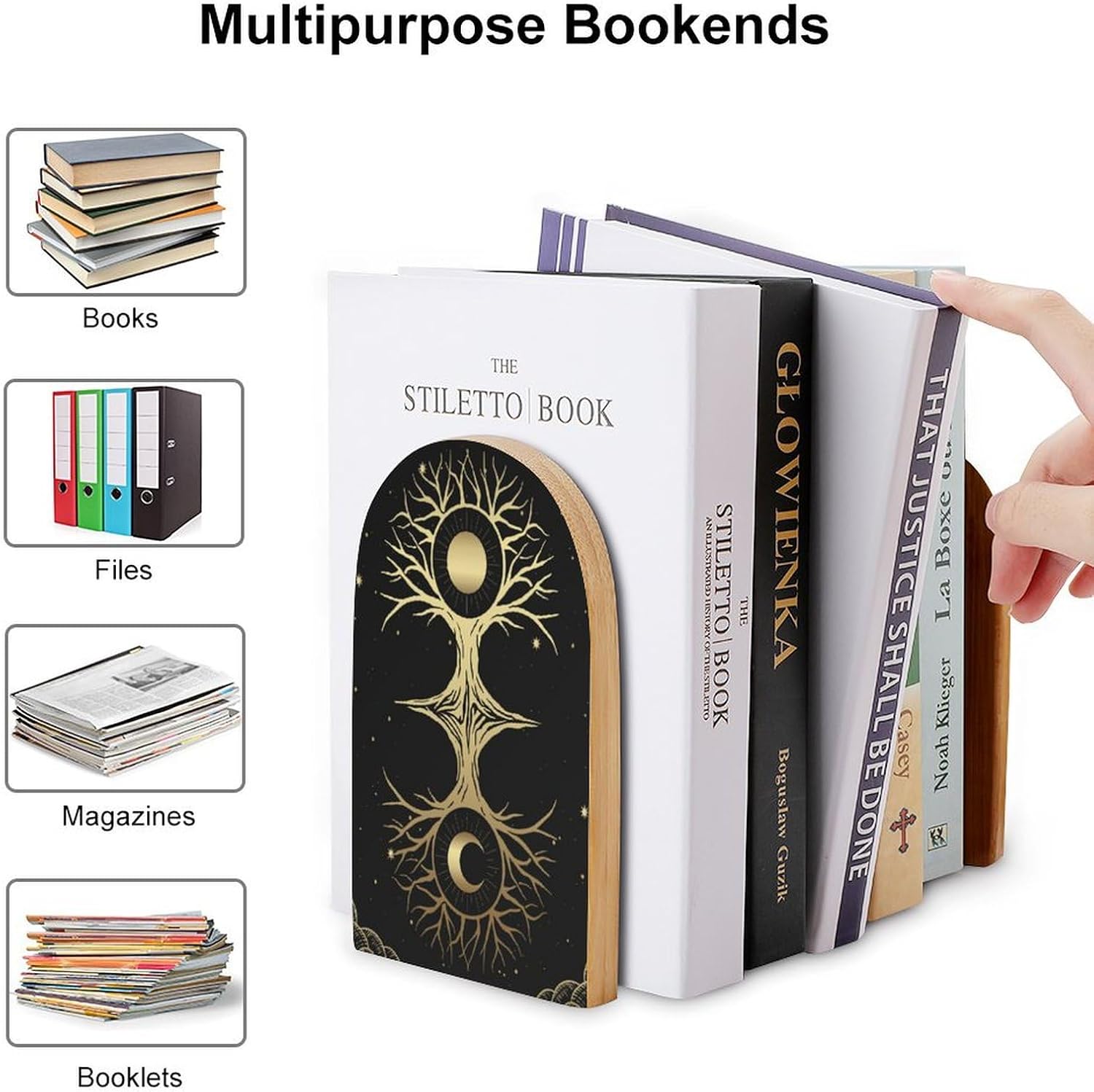 Ruhho Tree-Life-Sun-Moon Decorative Bookends 1 Pair
