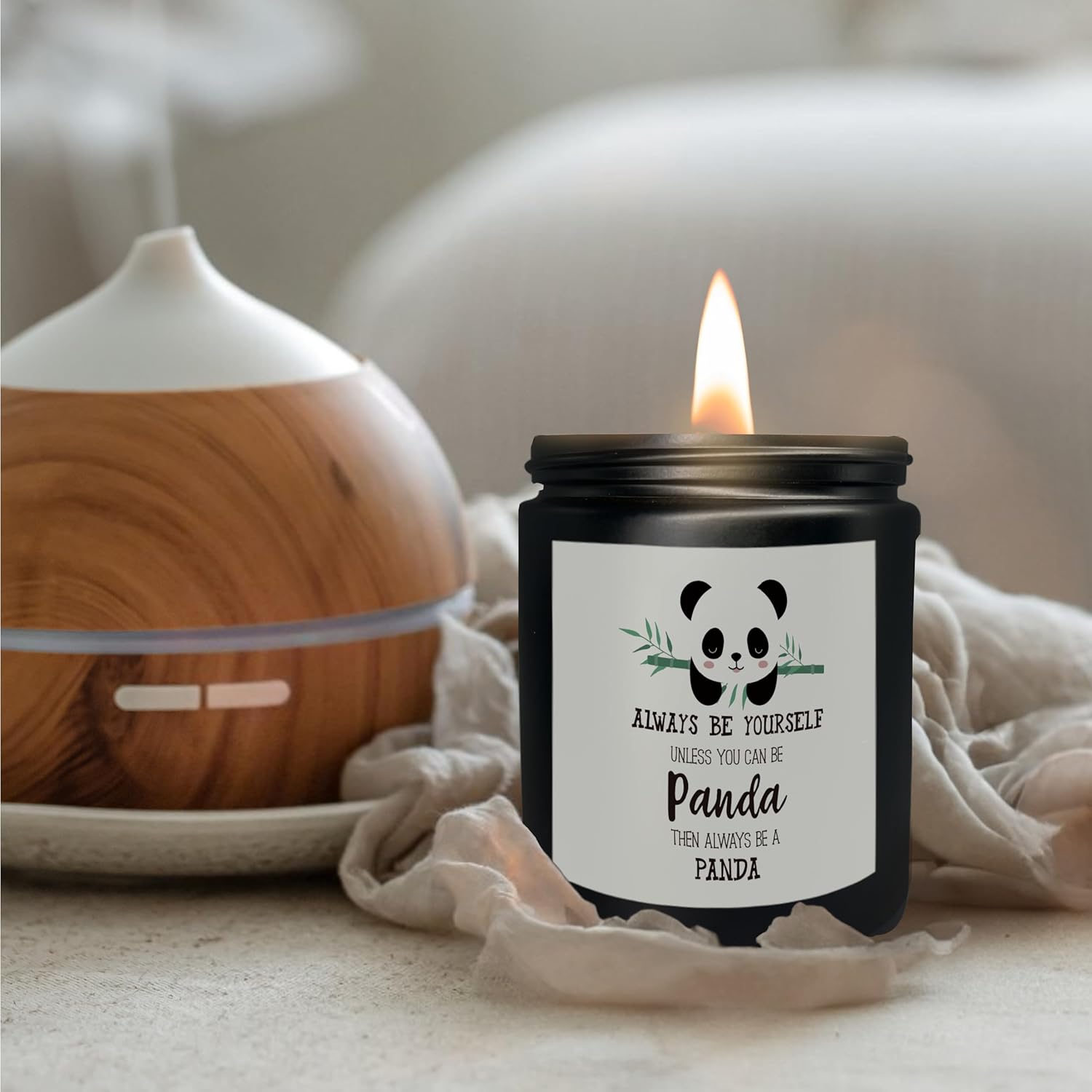 Mancheng-zi Panda Scented Candle Jar Black
