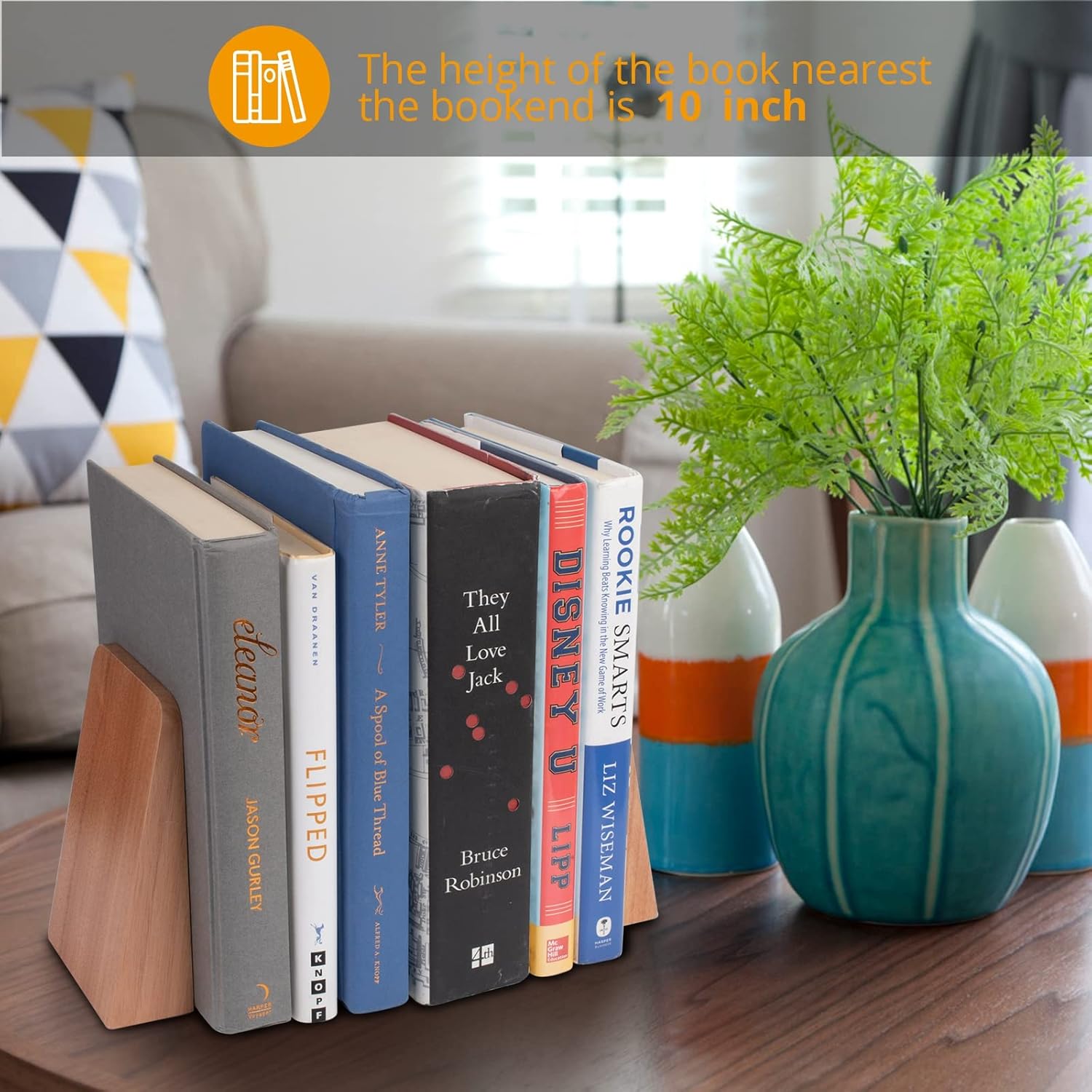 DRELIFAM Heavy Duty Wooden Bookends for Shelves