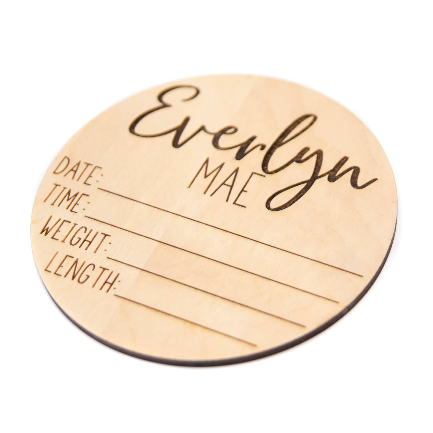 Personalized Wooden Baby Birth Announcement Sign - 4 5 6 Diameter