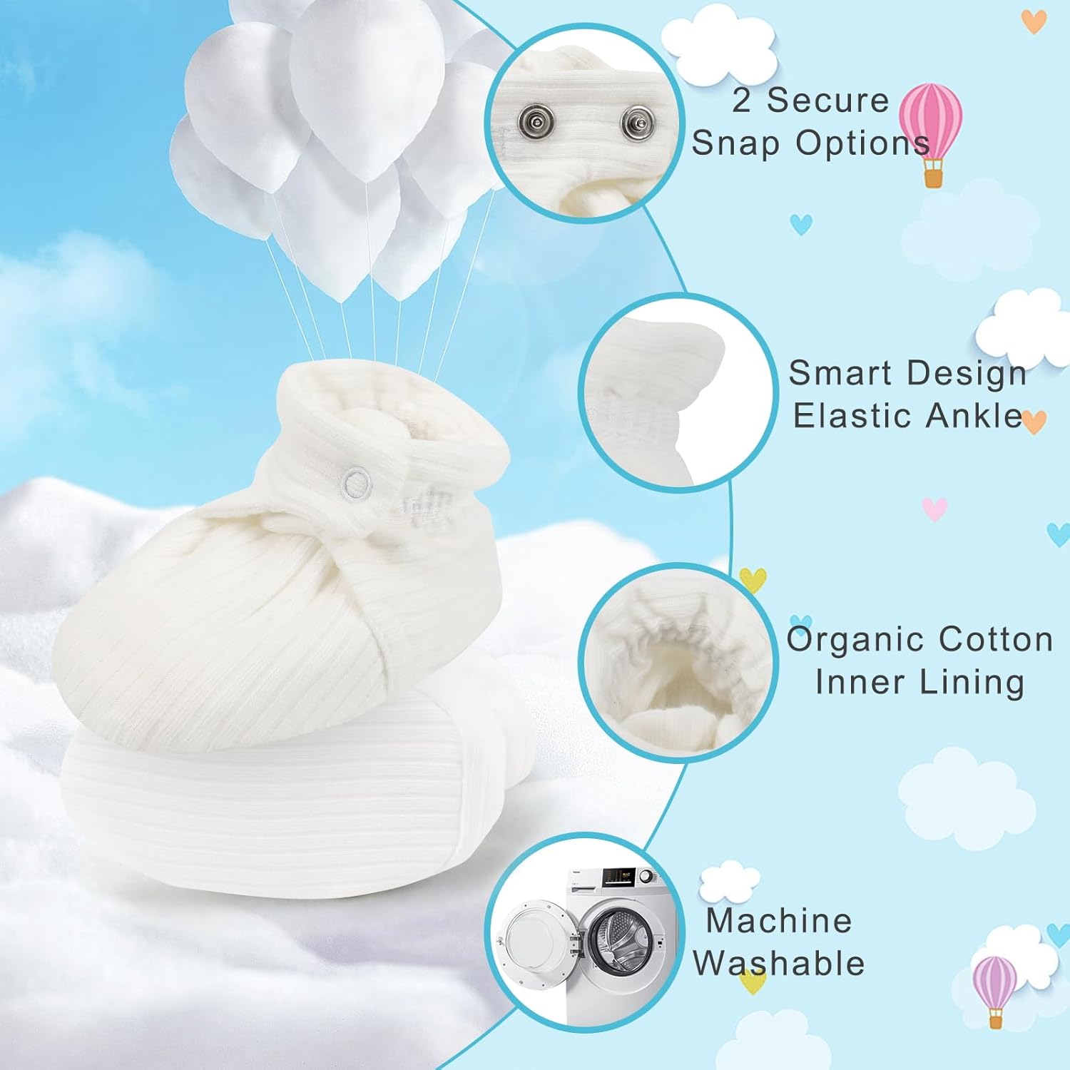 KARUNEL Organic Cotton Baby Booties for Newborn Infant 1