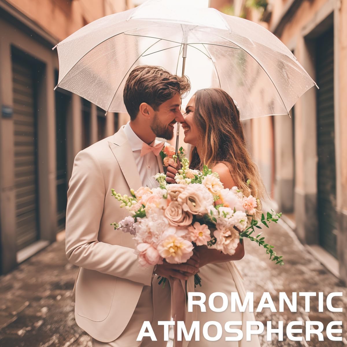 10 Pcs Clear Wedding Umbrellas Transparent Windproof Umbrellas for Outdoor Events