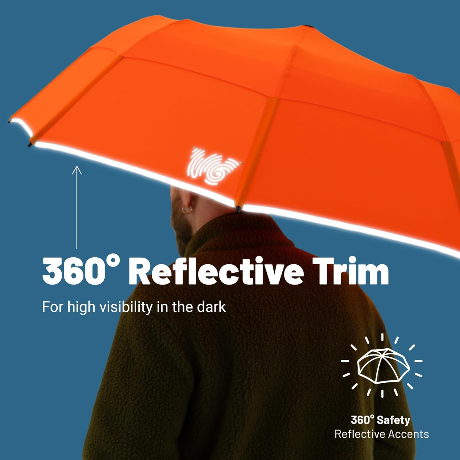 Weatherman Collapsible Windproof Travel Umbrella - 55 MPH Resistant Navy Blue