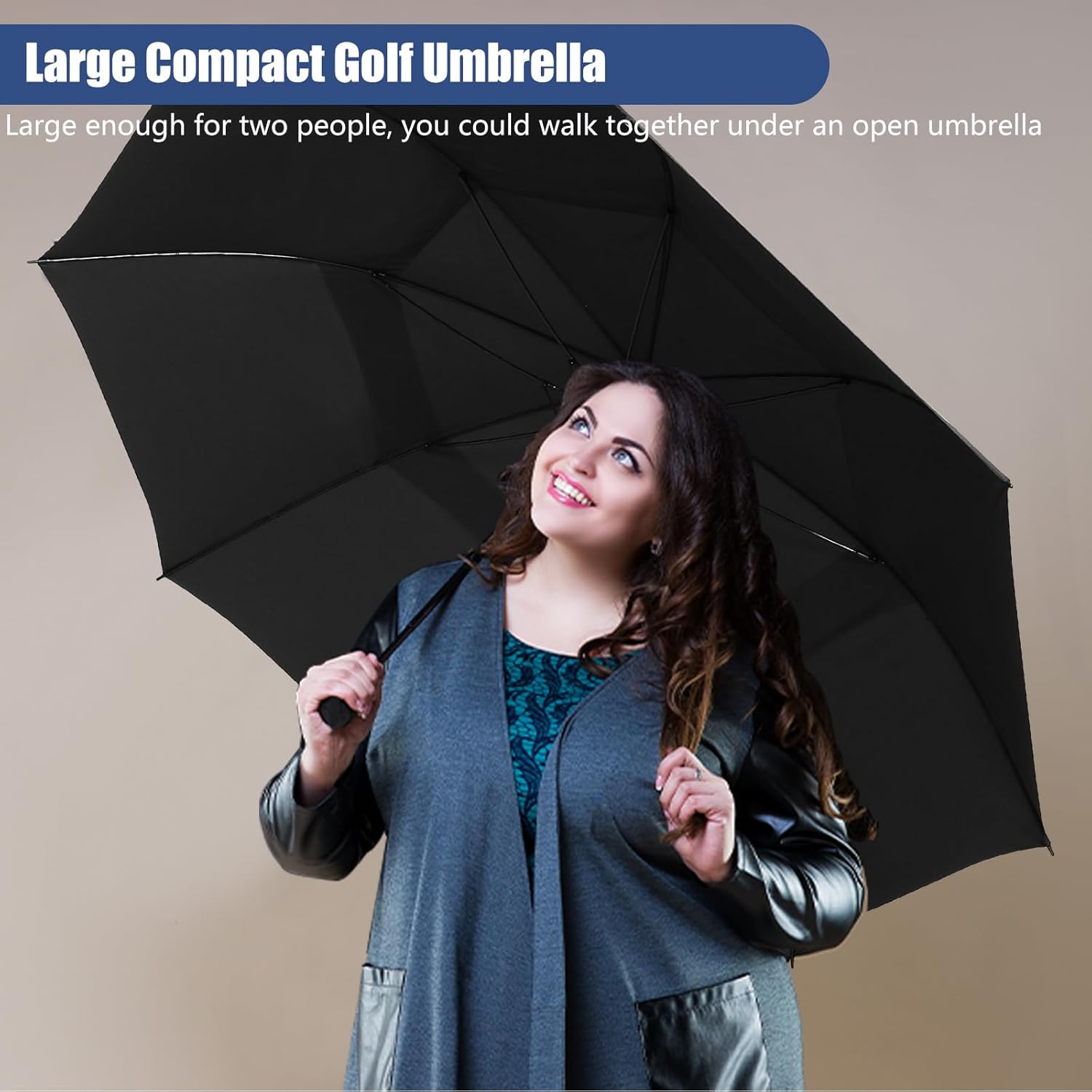 Fulynmen 62 Inch Windproof Travel Umbrella with Auto Open Close