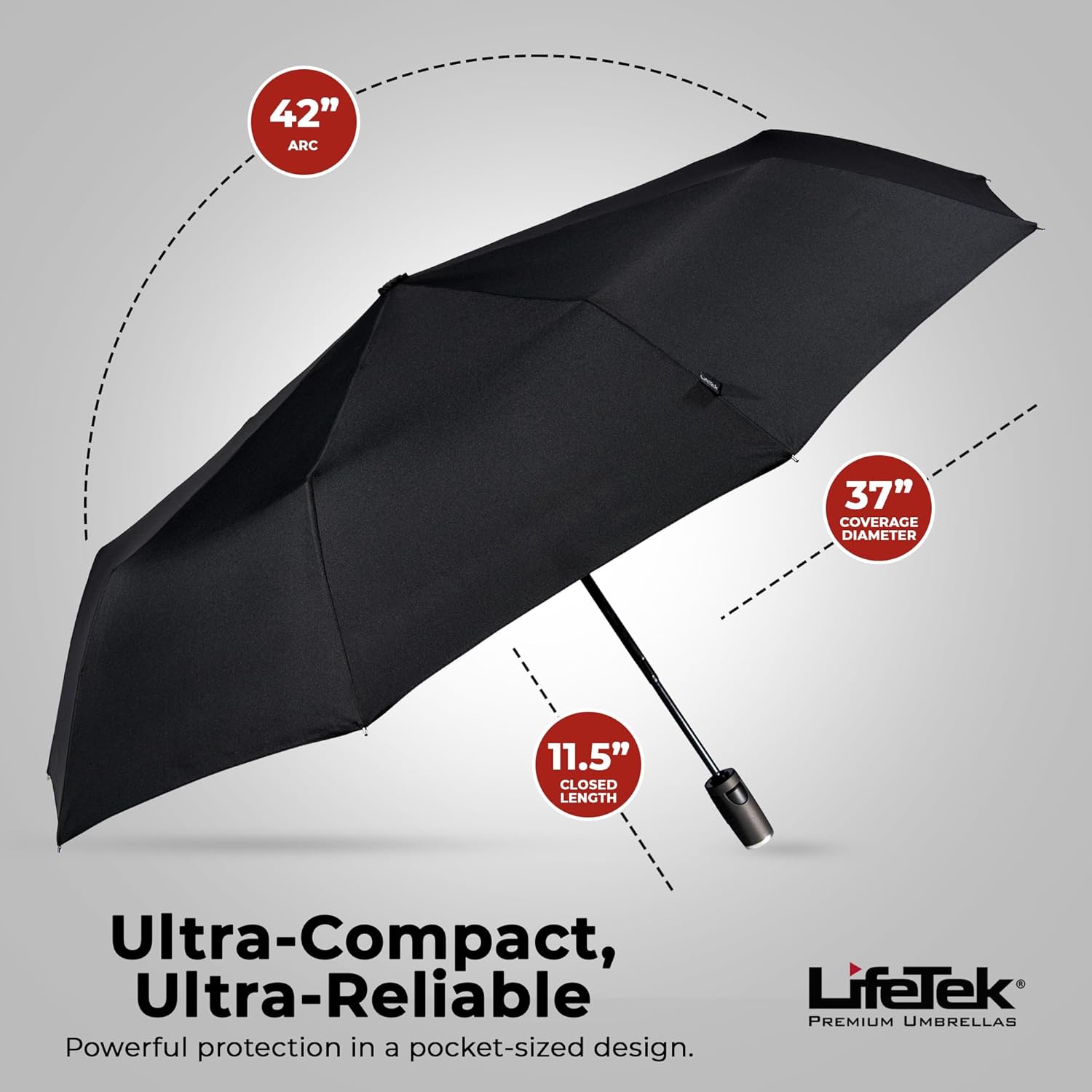LifeTek Windproof Travel Umbrella - Compact Automatic UV Protection