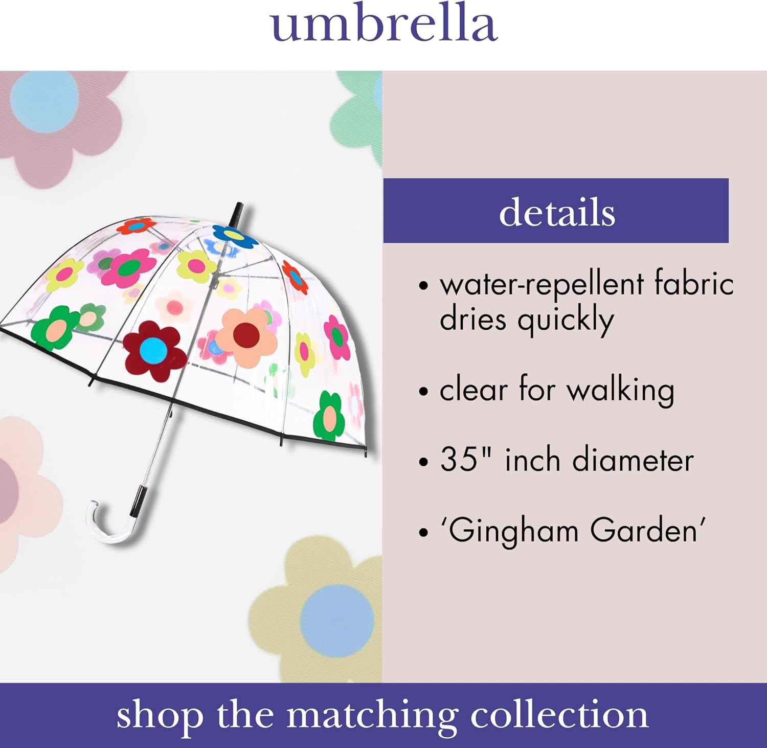 Kate Spade New York Clear Umbrella with Floral Design
