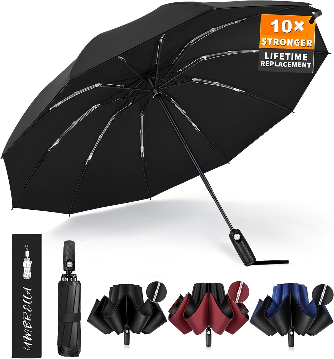 Bachdomc Inverted Windproof Umbrella for Travel and Weather Protection