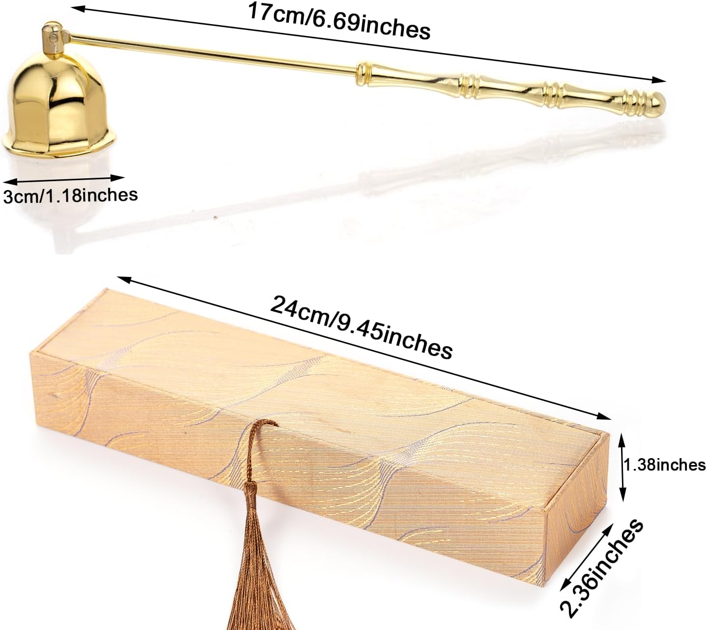 Stainless Steel Golden Candle Snuffer with Long Handle Gift Box