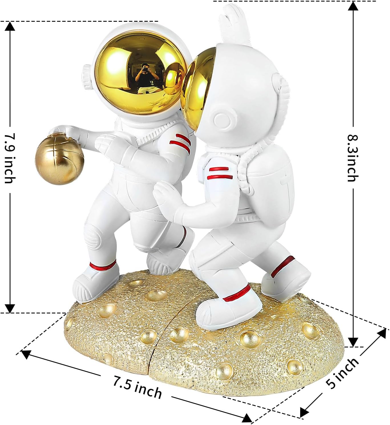 UREYMX Astronaut Bookends Gold Heavy Duty