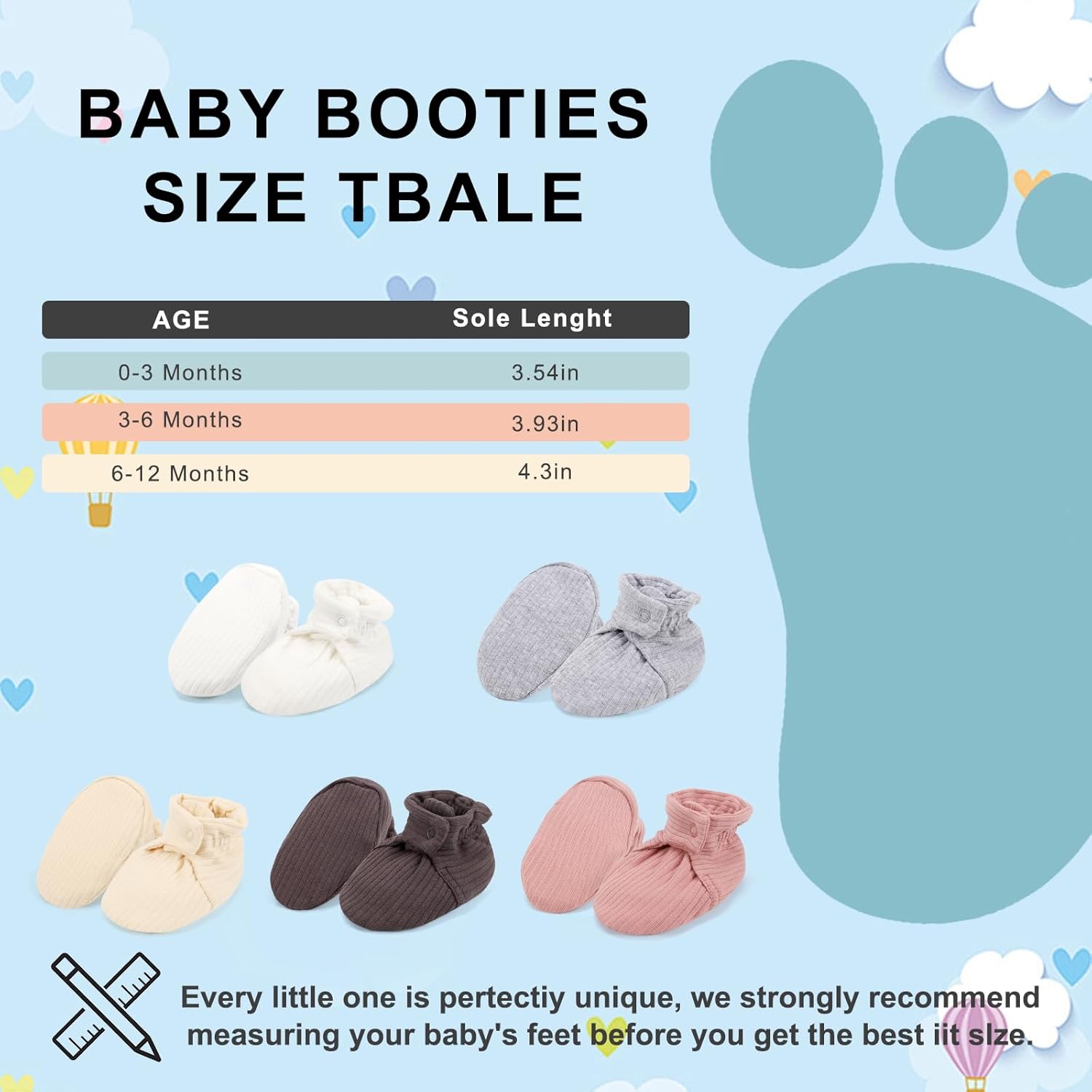 KARUNEL Organic Cotton Baby Booties for Newborn Infant 1