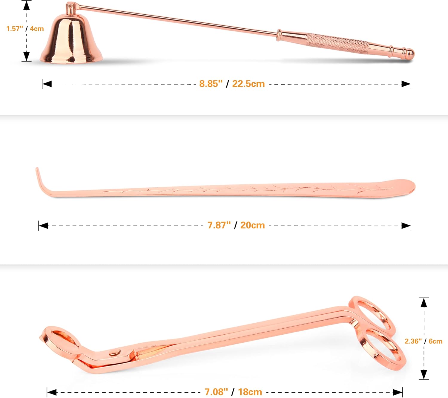 3PCS Rose Gold Candle Snuffer and Trimmer Set