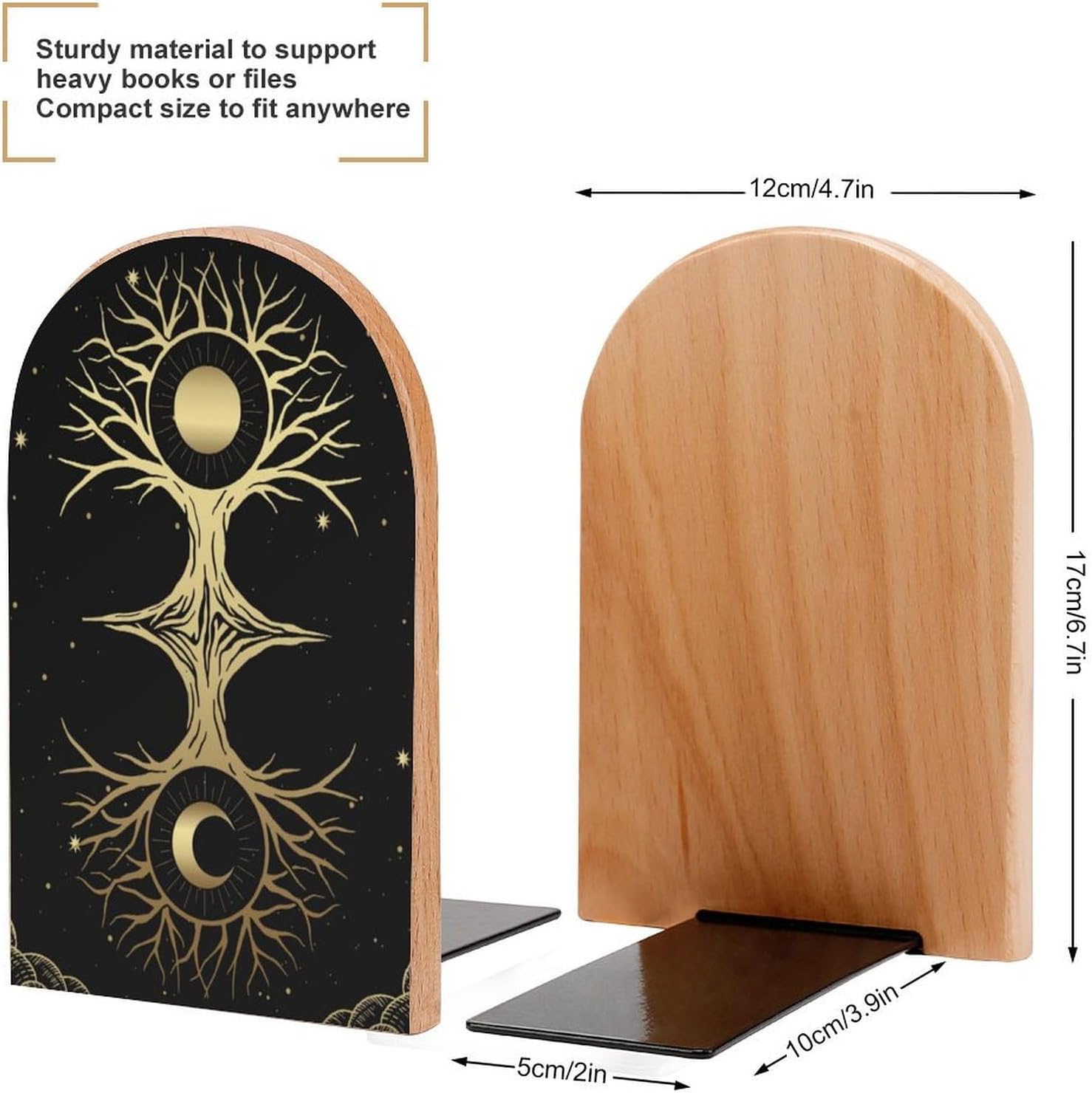 Ruhho Tree-Life-Sun-Moon Decorative Bookends 1 Pair