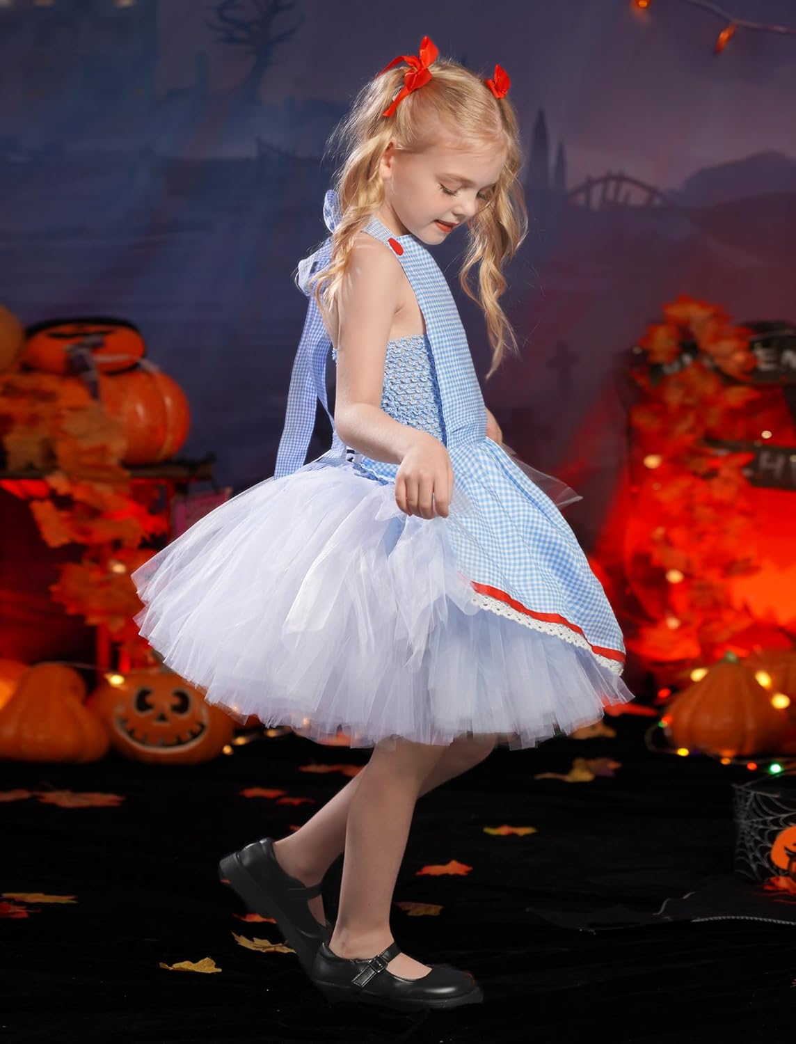 IMEKIS Toddler Halloween Princess Gingham Tutu Dress