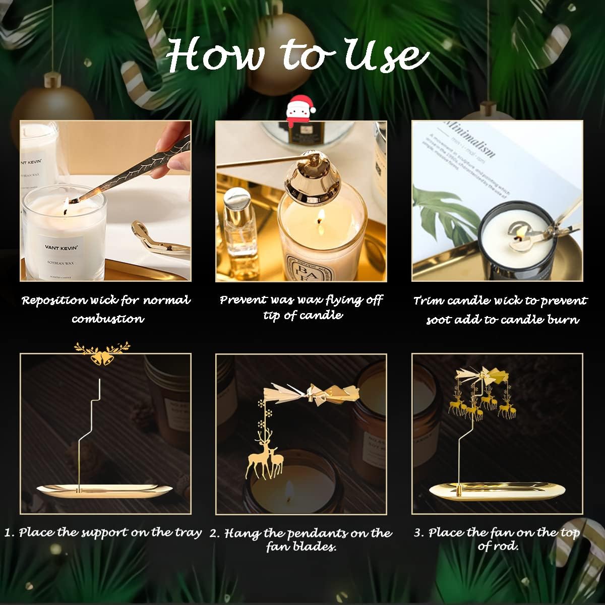 UCINNOVATE 5 in 1 Candle Accessories Set with Deer Design