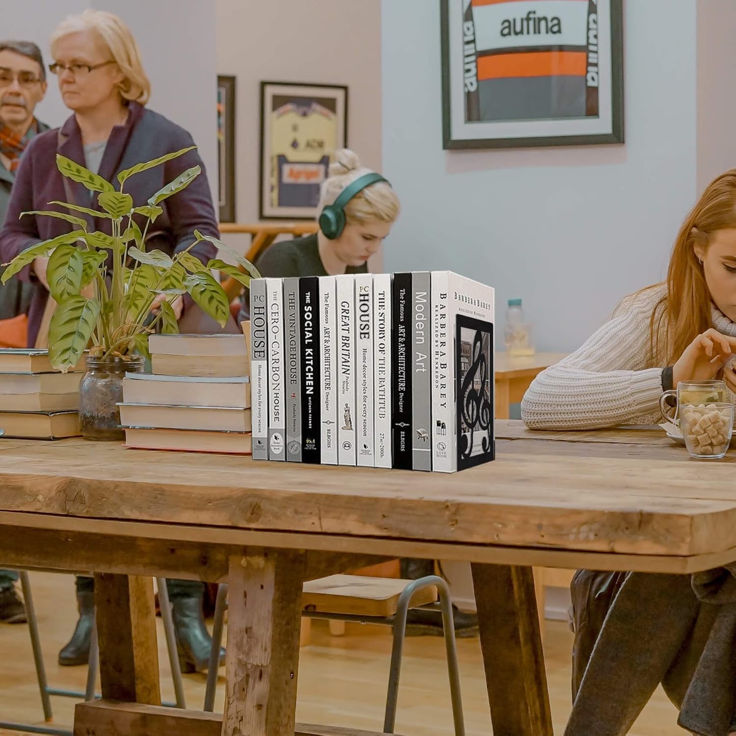 JINIHFW Non-Skid Musical Note Bookends for Heavy Books