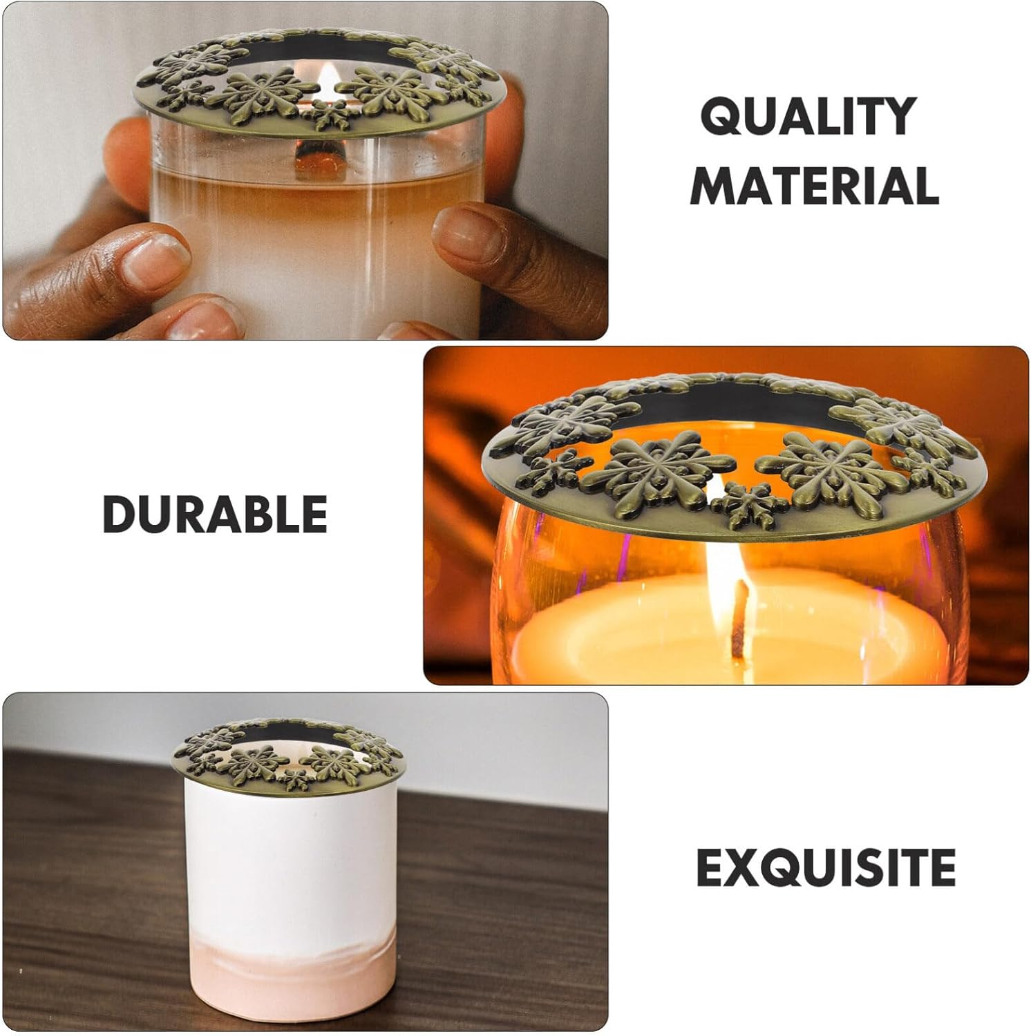 Luxshiny Snowflake Candle Lid Metal Cover