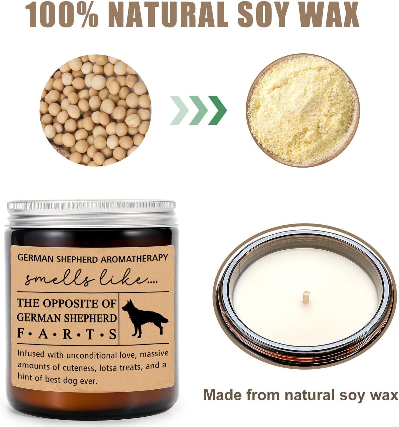 HTDesigns German Shepherd Candle - 8oz Funny Dog Gift