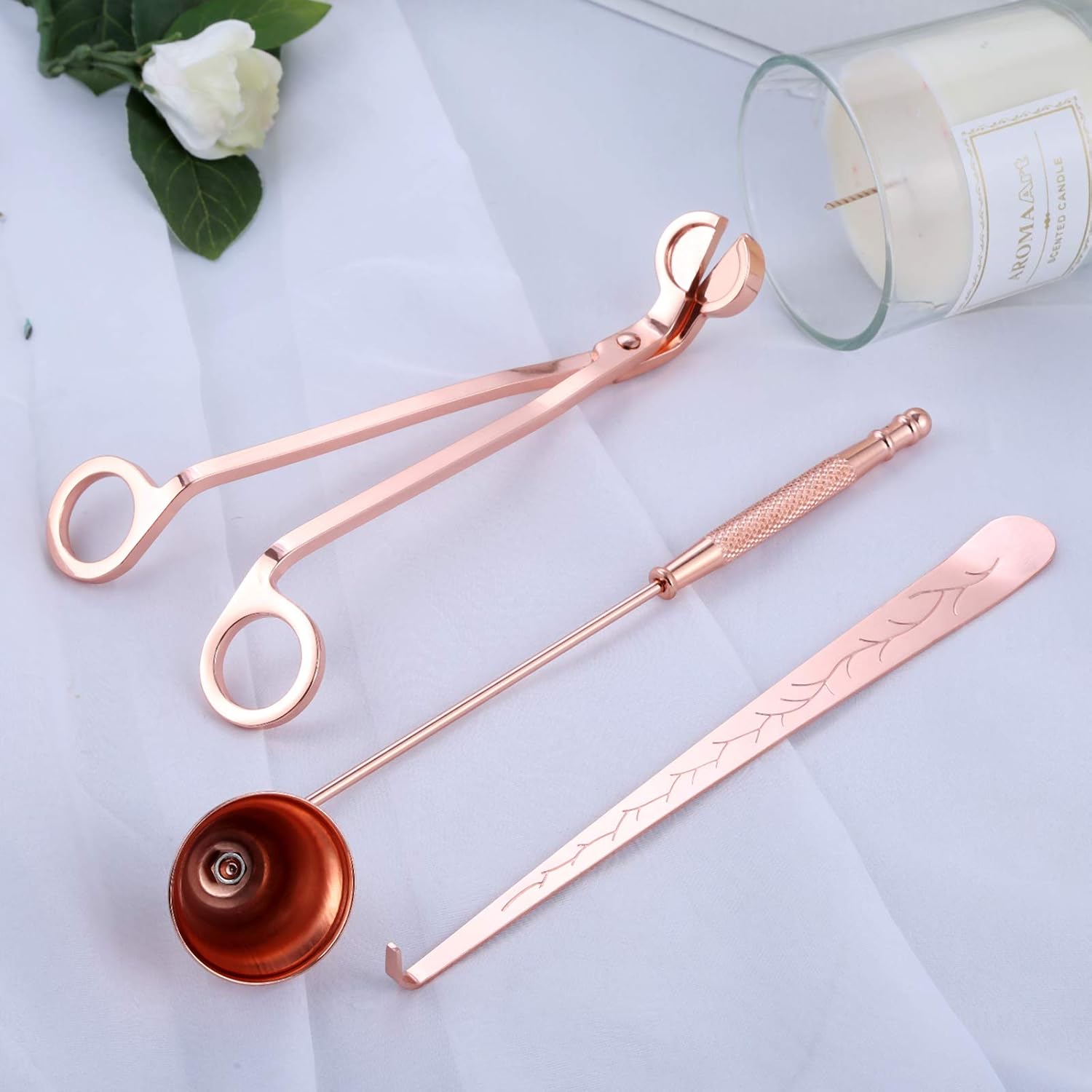MUXSAM 3 in 1 Candle Tools Set - Rose Gold