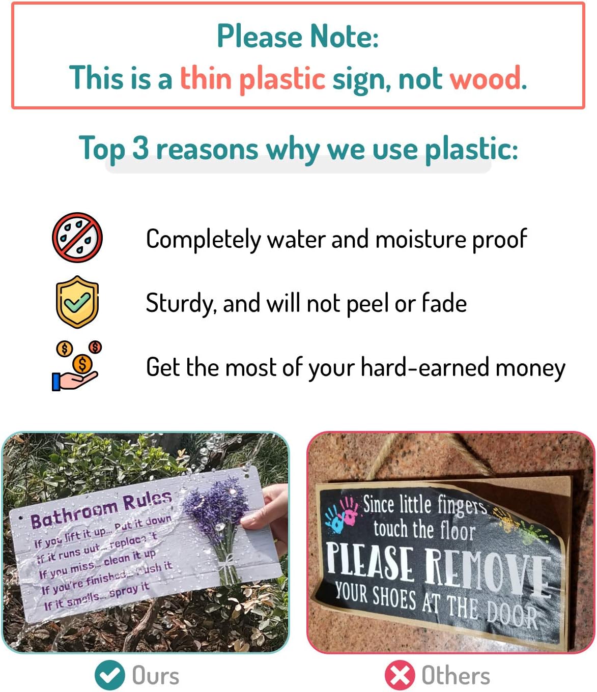 Fun-Plus Lavender Purple Bathroom Rule Sign Decor 1