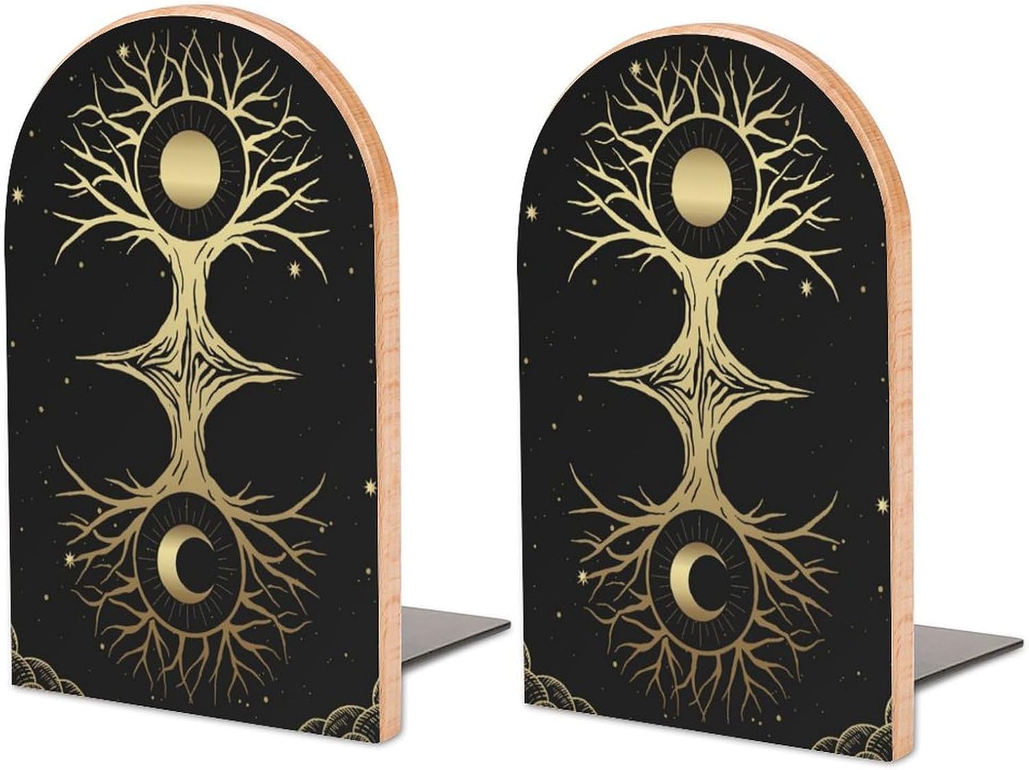Ruhho Tree-Life-Sun-Moon Decorative Bookends 1 Pair