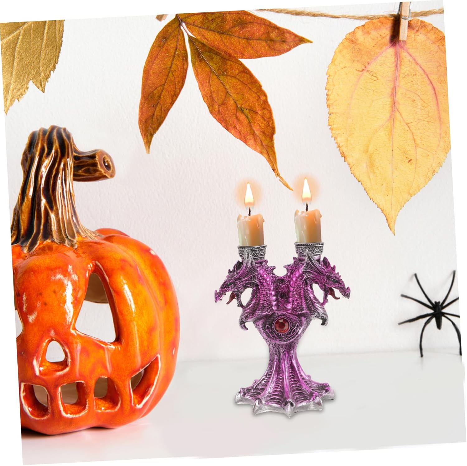 Cabilock Halloween Dragon Candle Holder Resin Reusable