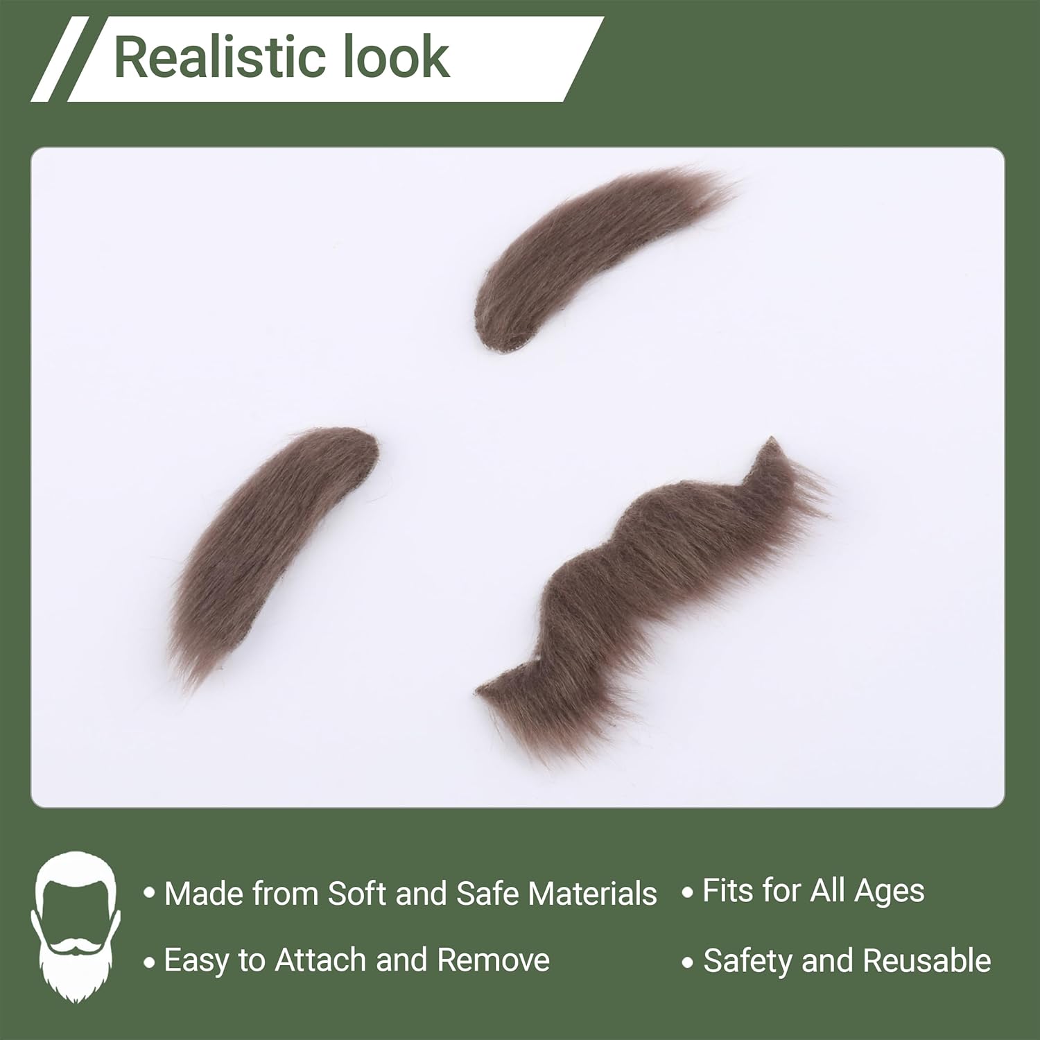 Cosela Fake Mustache and Eyebrows Set Self Adhesive Cosplay Halloween