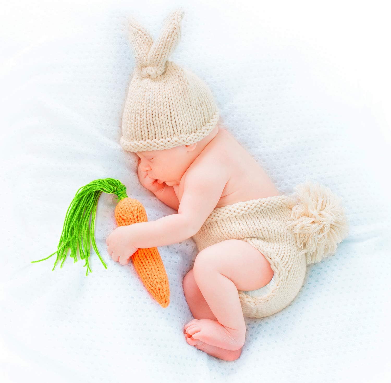 FEPITO Baby Bunny Costume Crochet Knit Newborn Photography Prop
