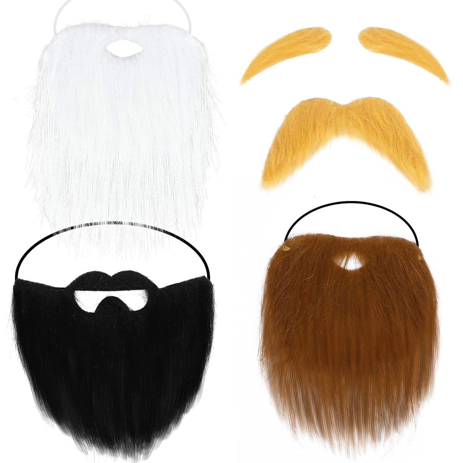 BOARDFEB Yellow Fake Beard Mustache Eyebrows Halloween Costume Accessory