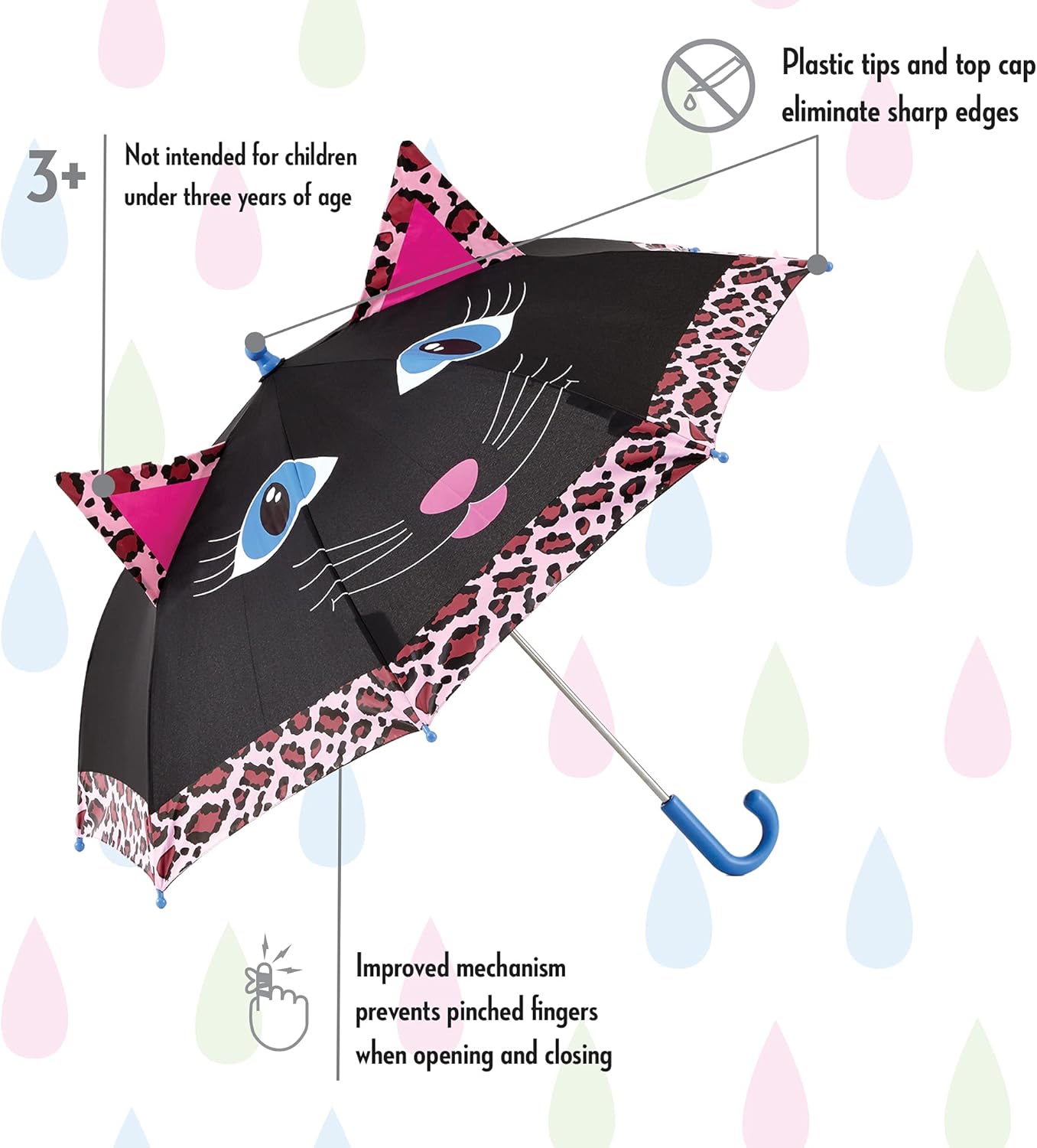 ShedRain Kids Umbrella - 38 Large Dome Pinch-Proof Durable Safe