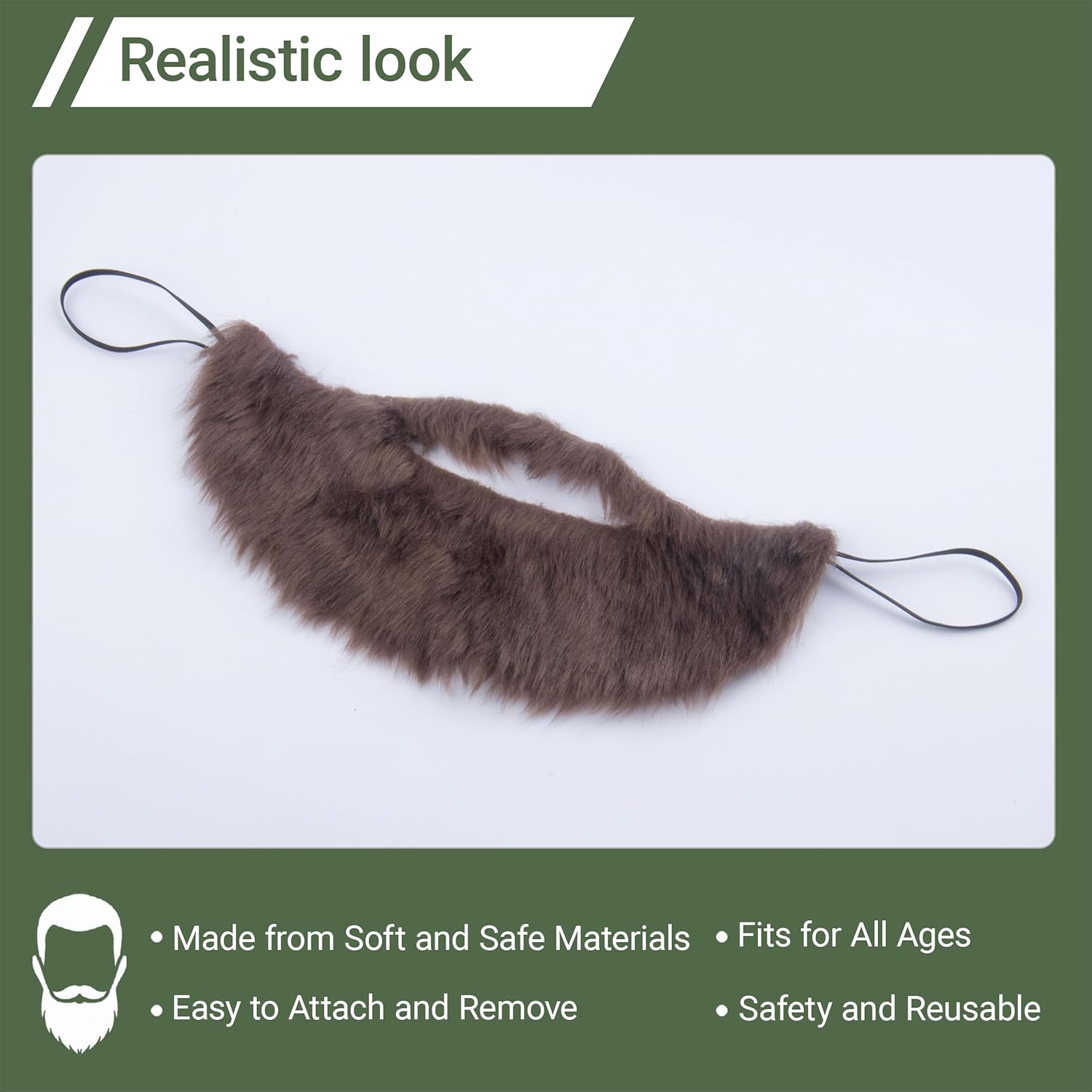 Cosela Fake Brown Beard Mens Mustache Costume Facial Hair Accessory