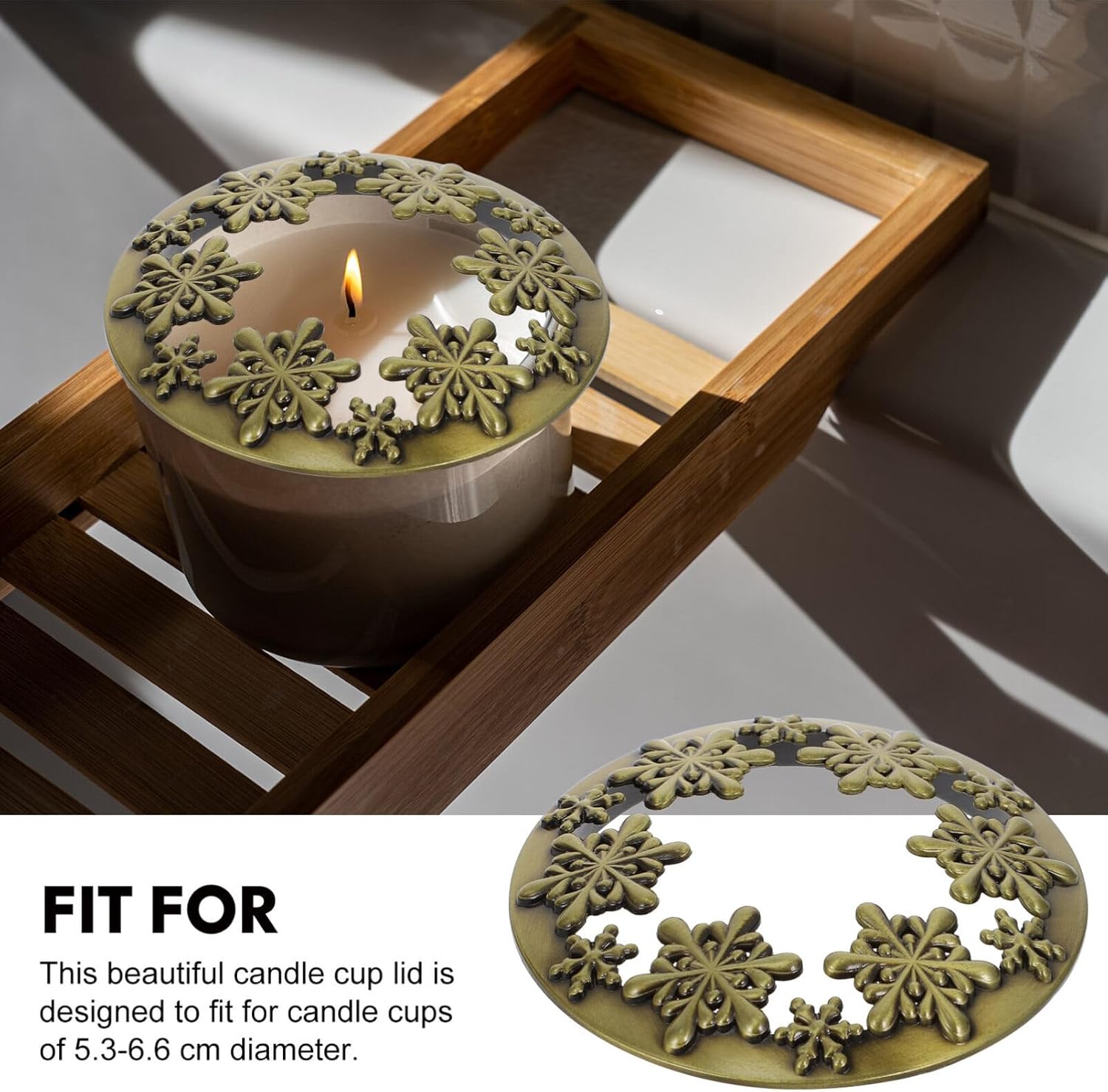 Luxshiny Snowflake Candle Lid Metal Cover