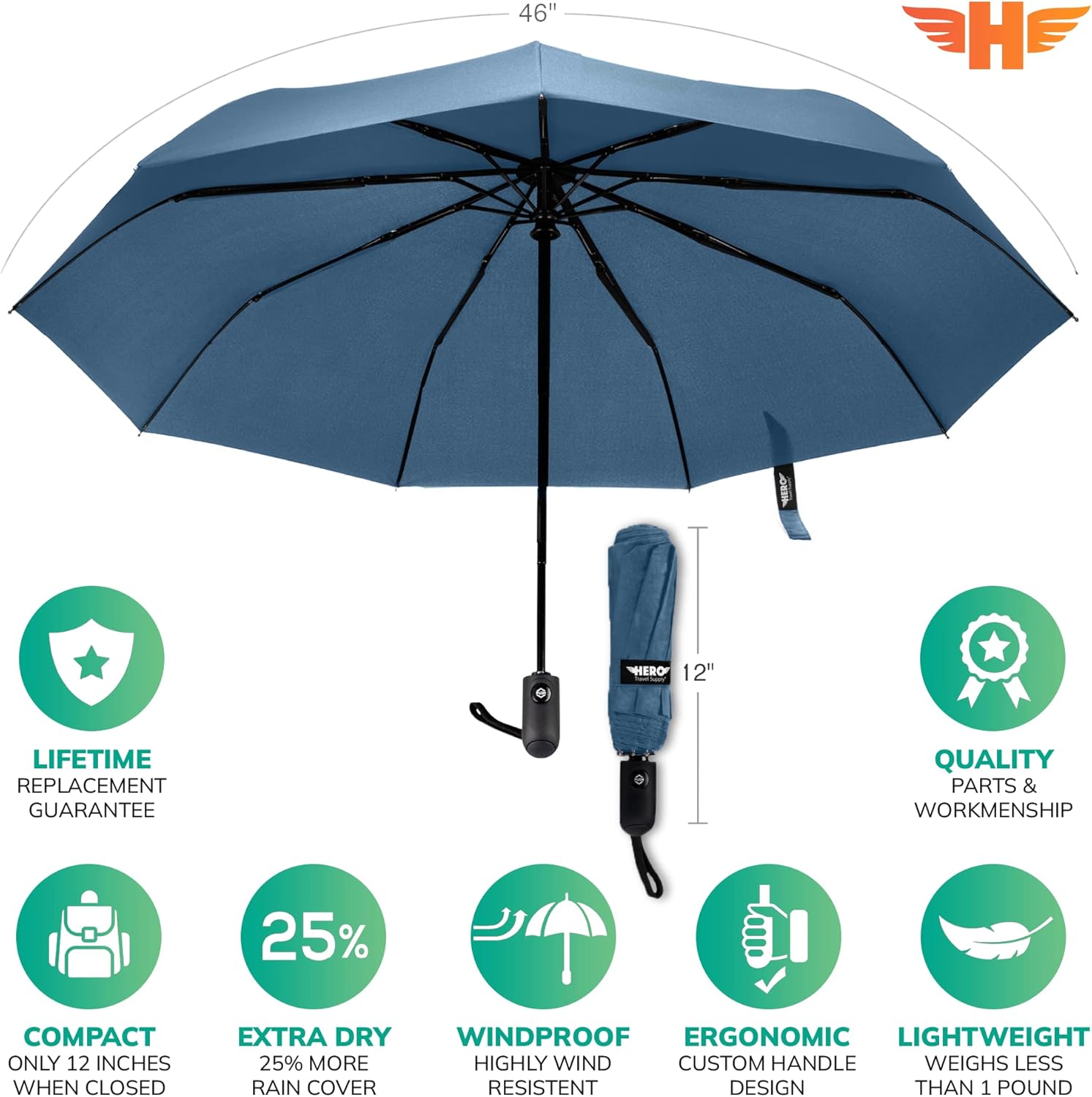Hero Travel Umbrella Windproof Compact and Portable
